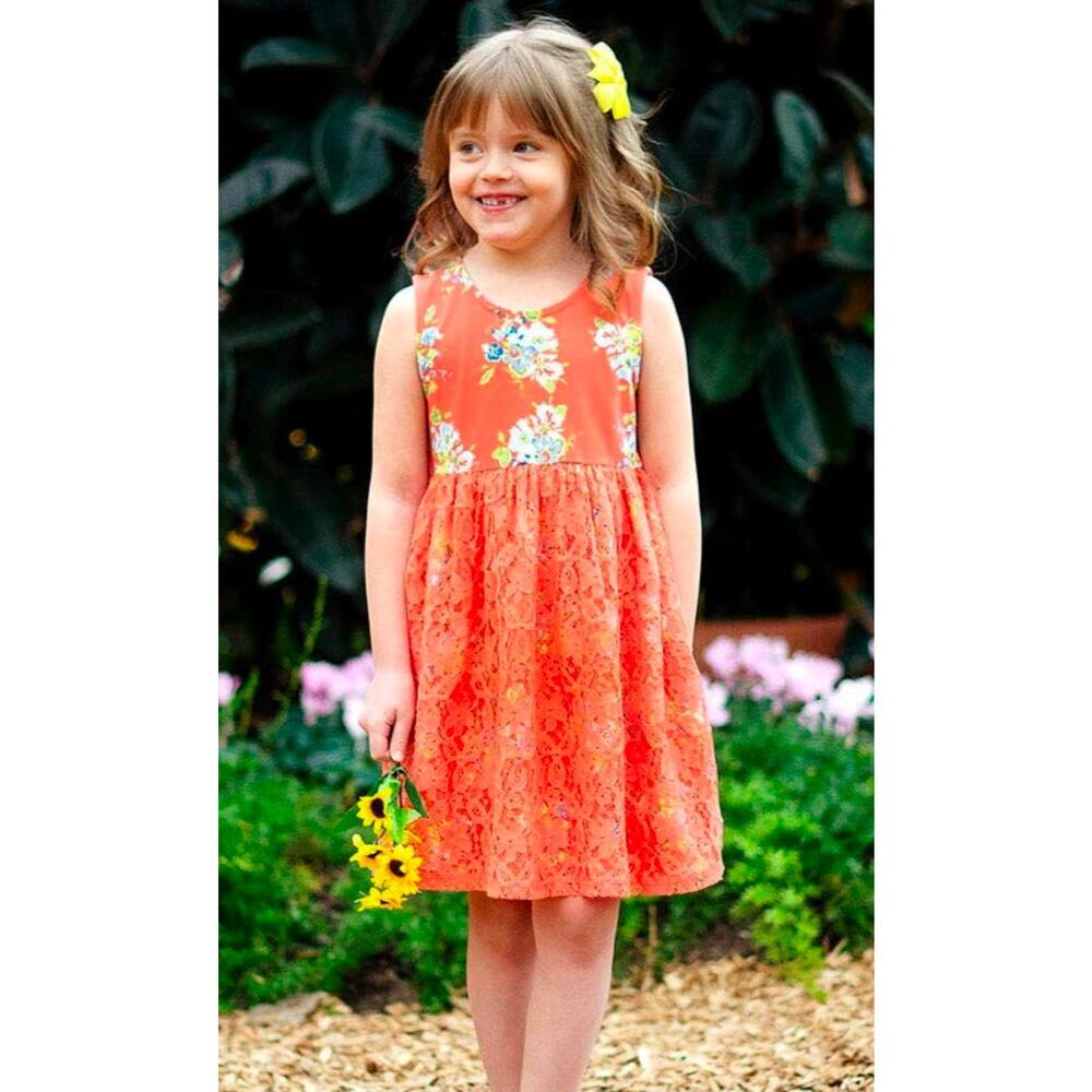 Matilda Jane Bouquets For Layla EUC Dress Girls Lets Go Together Coral Lace  16